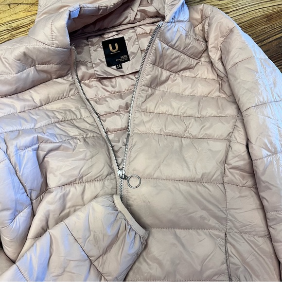 Used (brand) Ladies Dusty Pink Light Puffer Jacket Size 14 - Picture 3 of 4